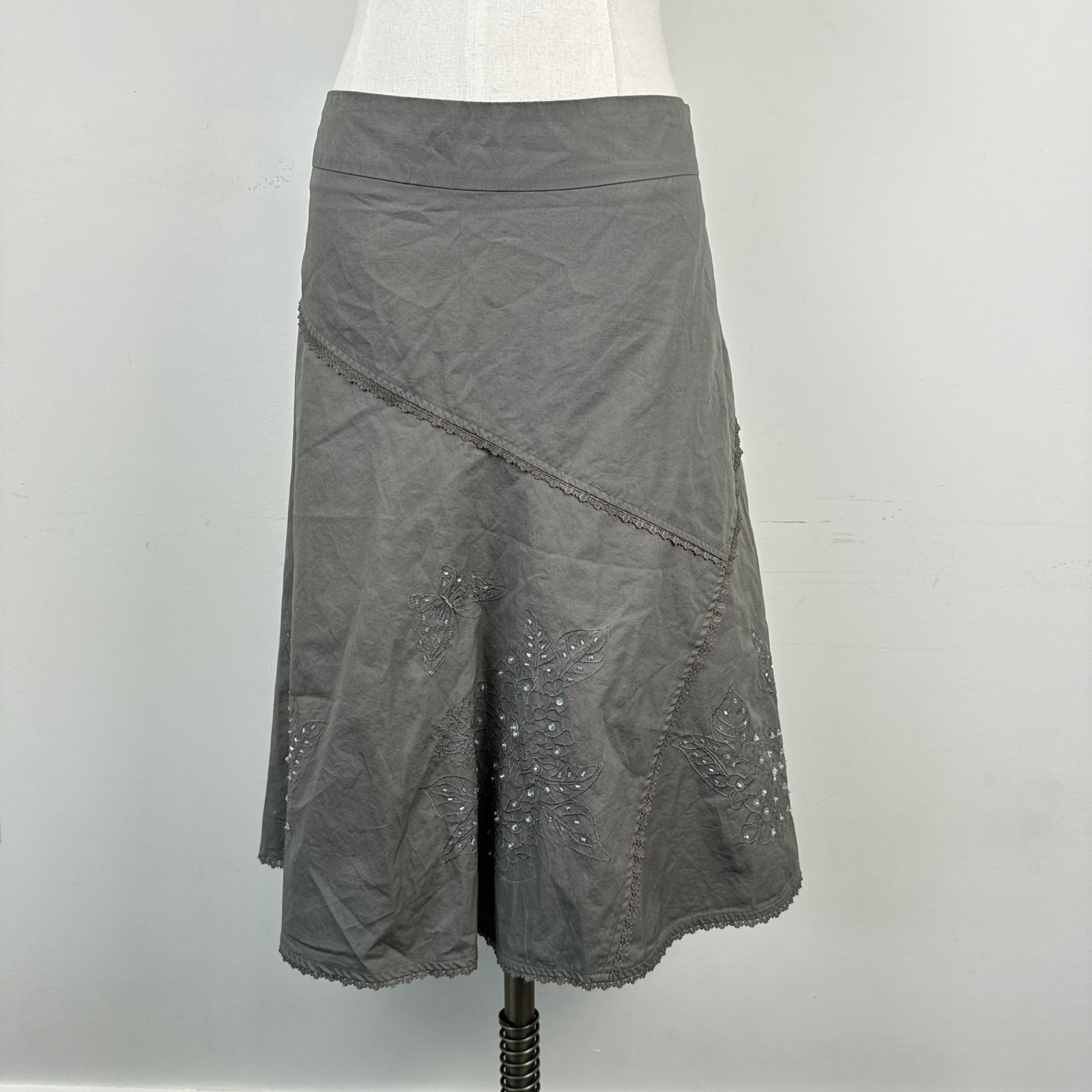 Vintage Dynamite Olive Green Embroidered Midi Skirt – view 3