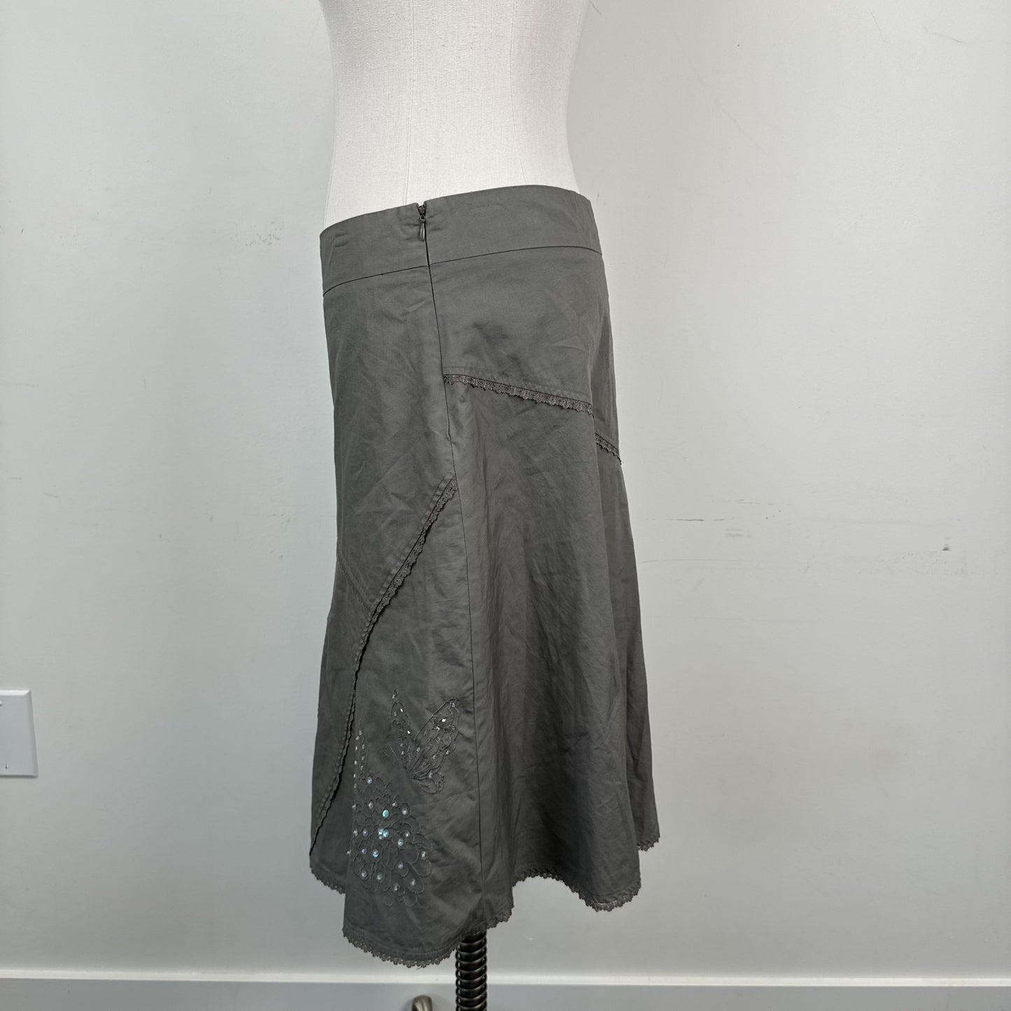 Vintage Dynamite Olive Green Embroidered Midi Skirt – view 4