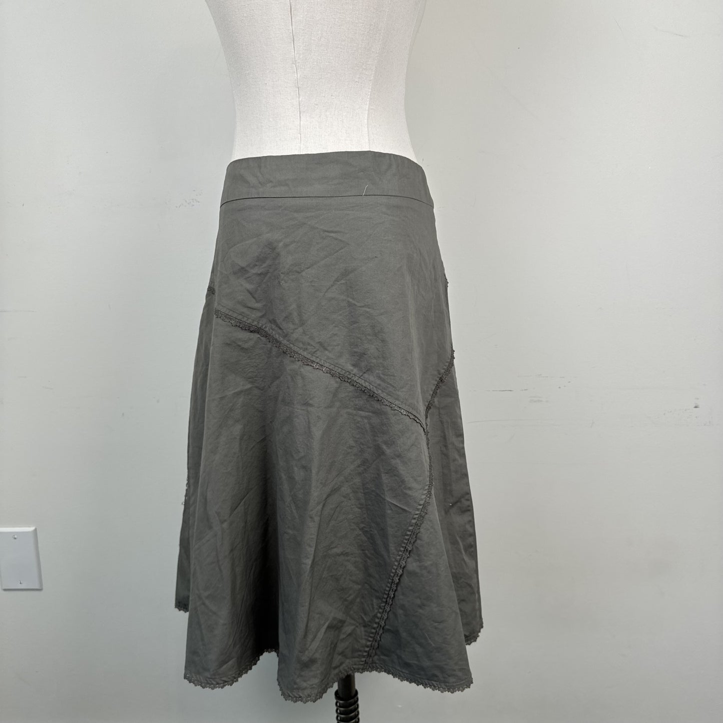 Vintage Dynamite Olive Green Embroidered Midi Skirt – view 5