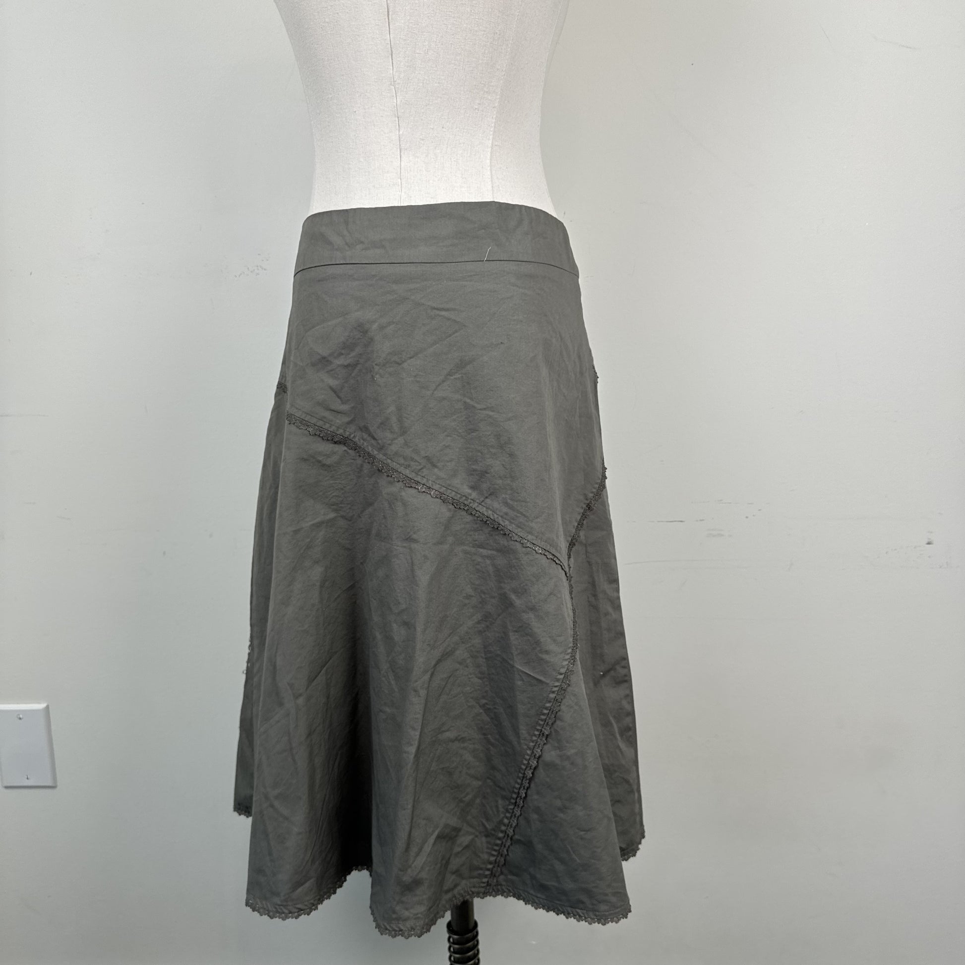 Vintage Dynamite Olive Green Embroidered Midi Skirt – view 5