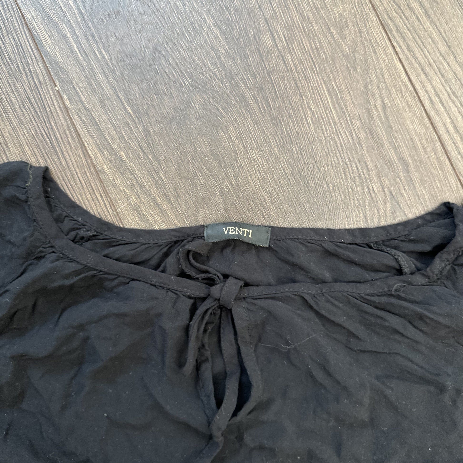 Black Off Shoulder Bell Sleeve Top with Lace Mesh Detail – view 6