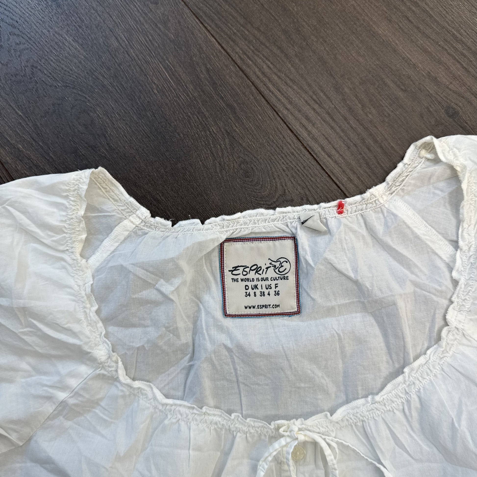 Esprit White Linen Off Shoulder Tie Up Beaded Top – view 7