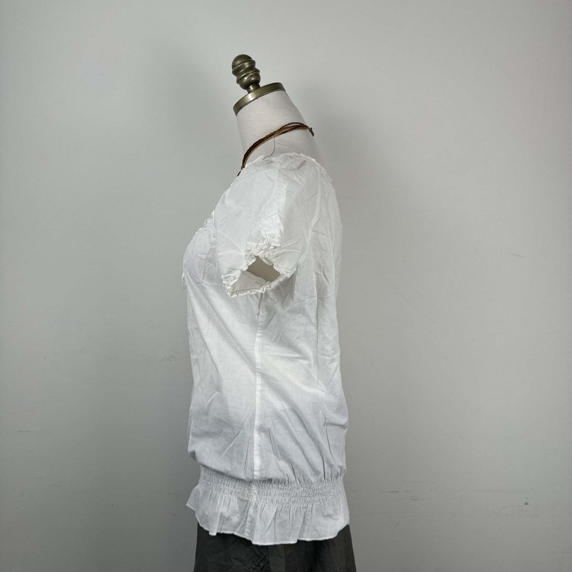 Esprit White Linen Off Shoulder Tie Up Beaded Top – view 3
