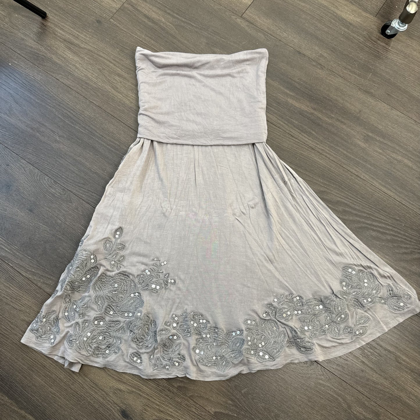 Siren Taupe Beaded Floral Embroidered  Midi Skirt – view 8