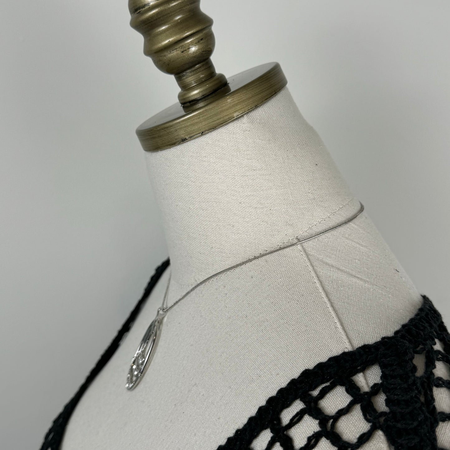 Silver Stainless Steel Layered Chain Necklace with Round Pendant