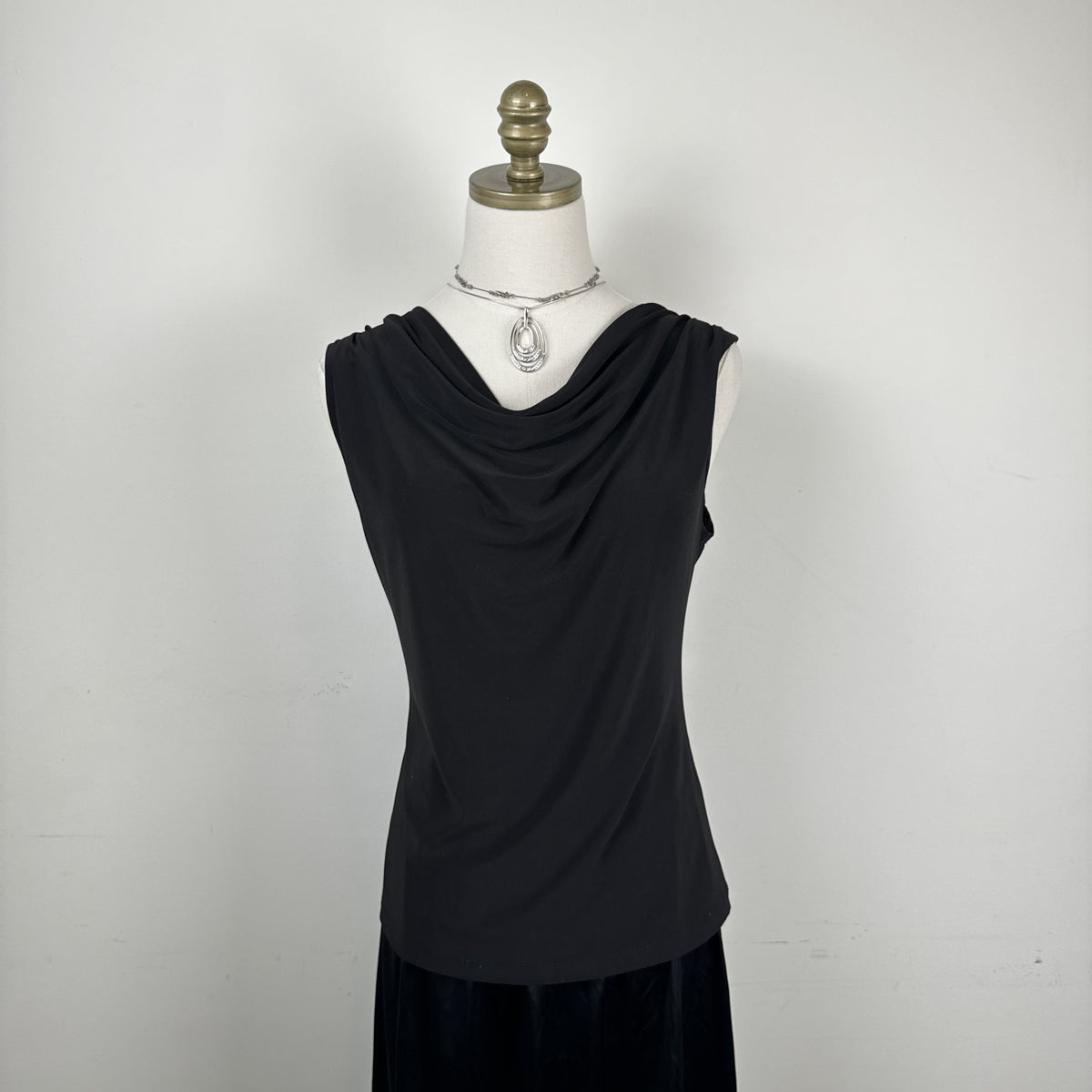 Vintage Black Cowl Neck Sleeveless Top – view 2