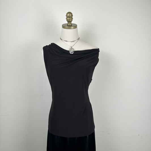 Vintage Black Cowl Neck Sleeveless Top – view 5