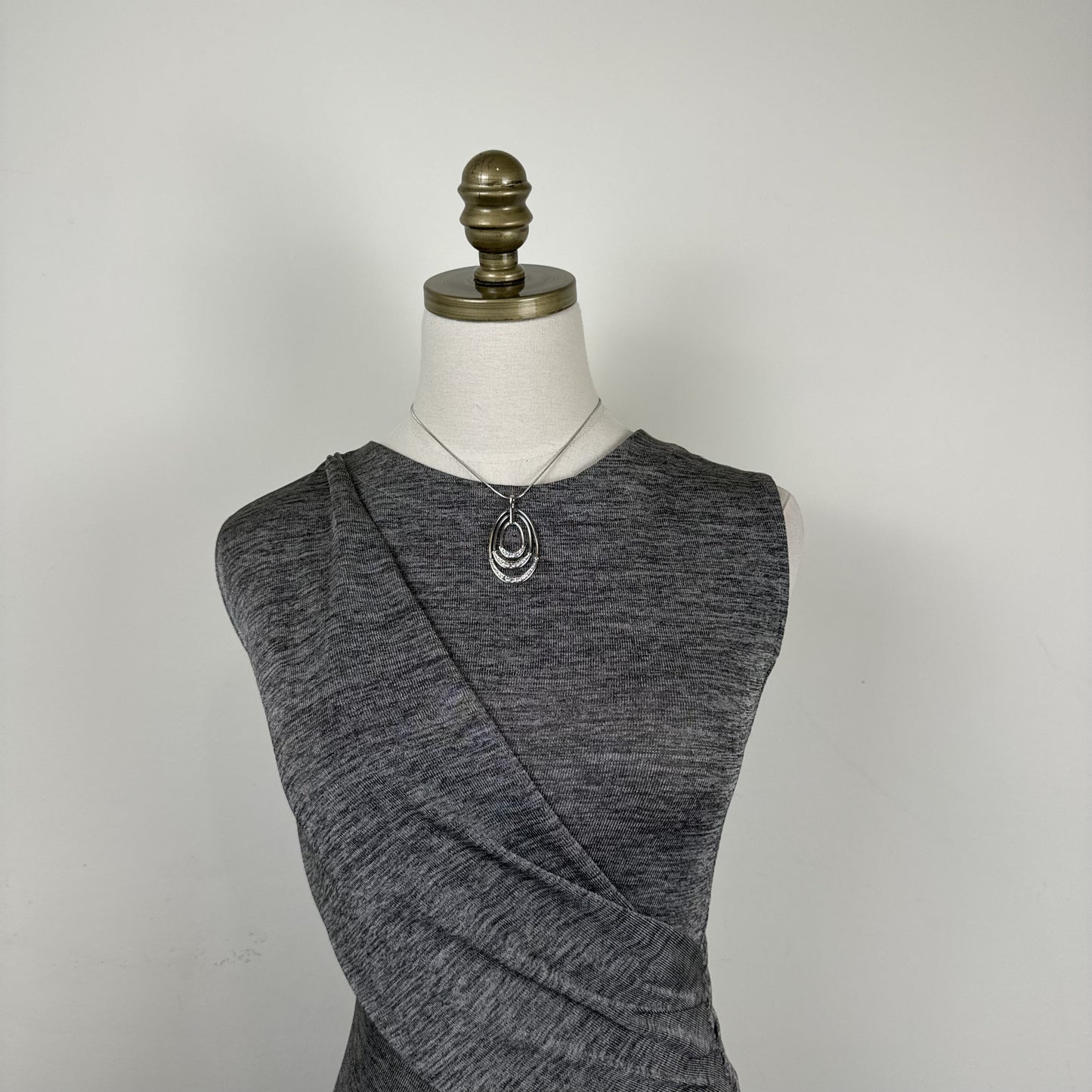 Grey High Neck Draped Sleeveless Top – view 6