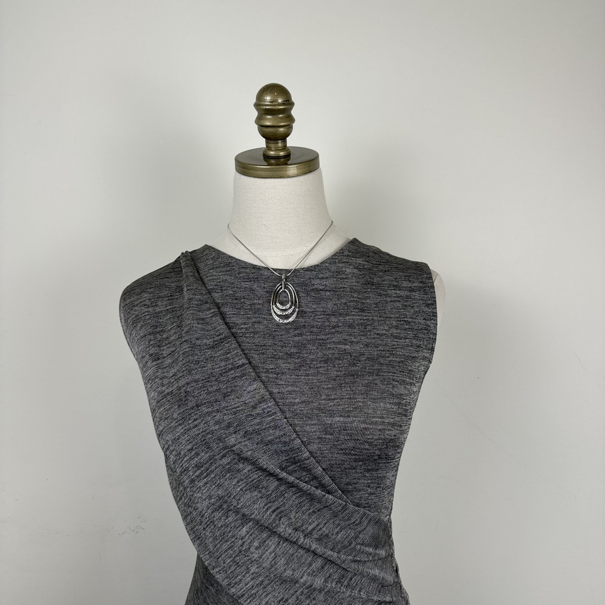 Grey High Neck Draped Sleeveless Top – view 6