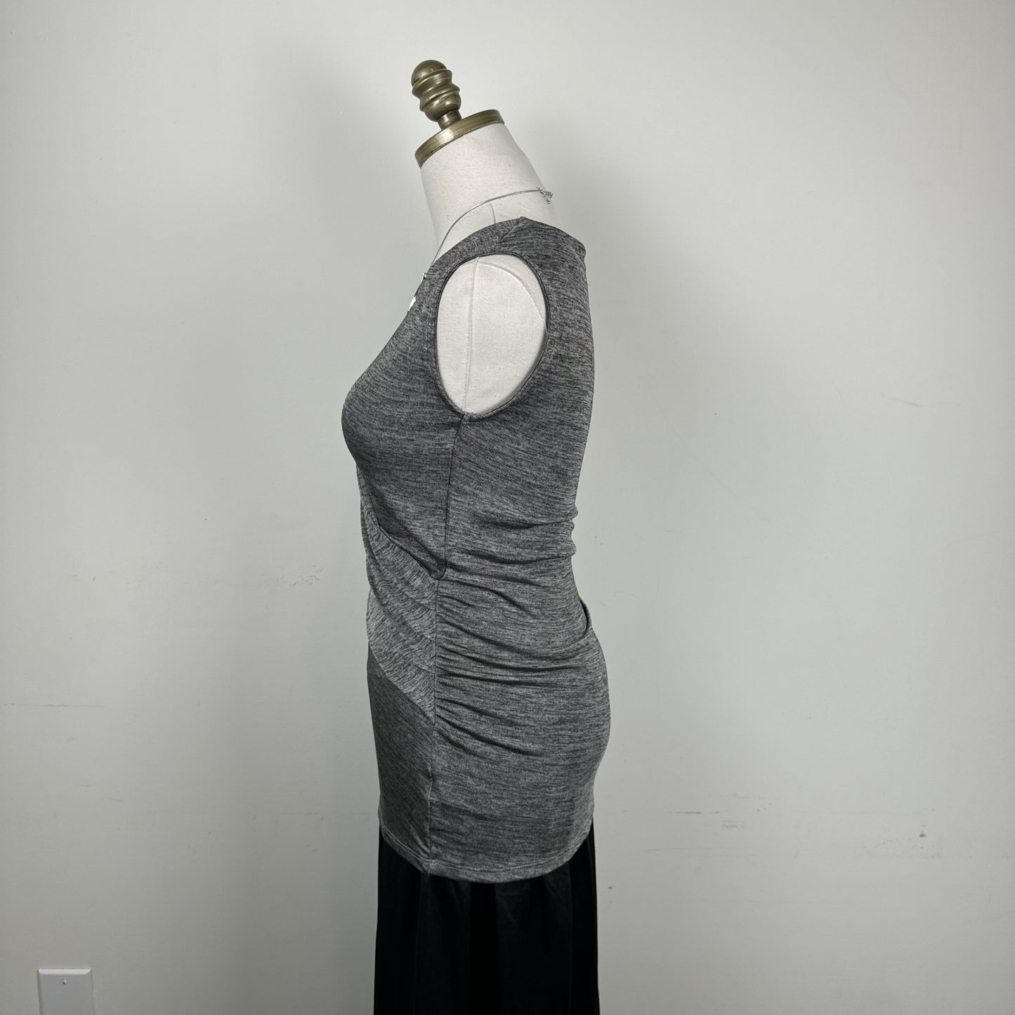 Grey High Neck Draped Sleeveless Top – view 3