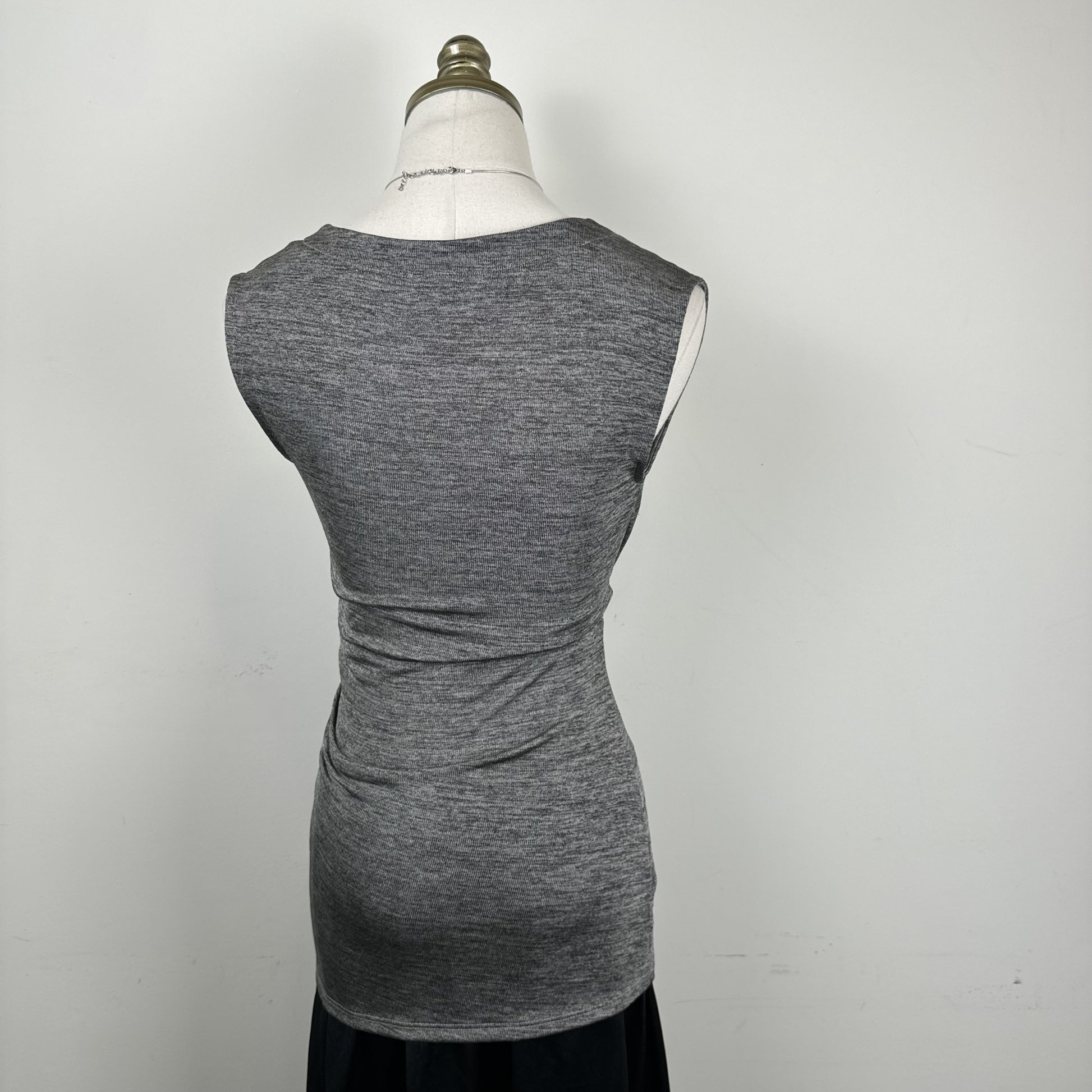 Grey High Neck Draped Sleeveless Top – view 4