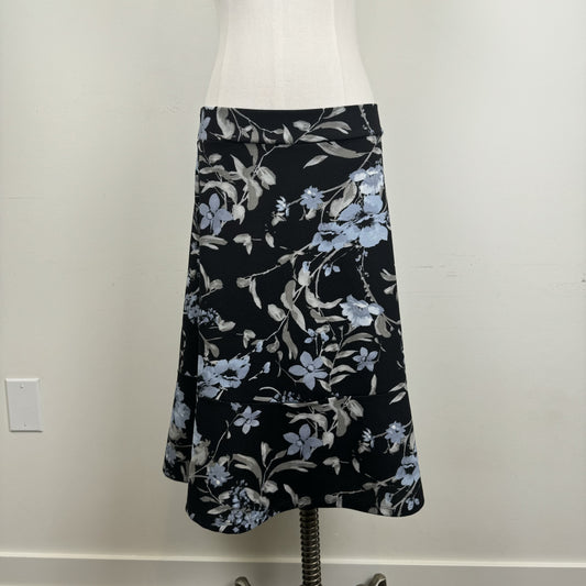 Vintage Vamp Black Floral Midi Skirt