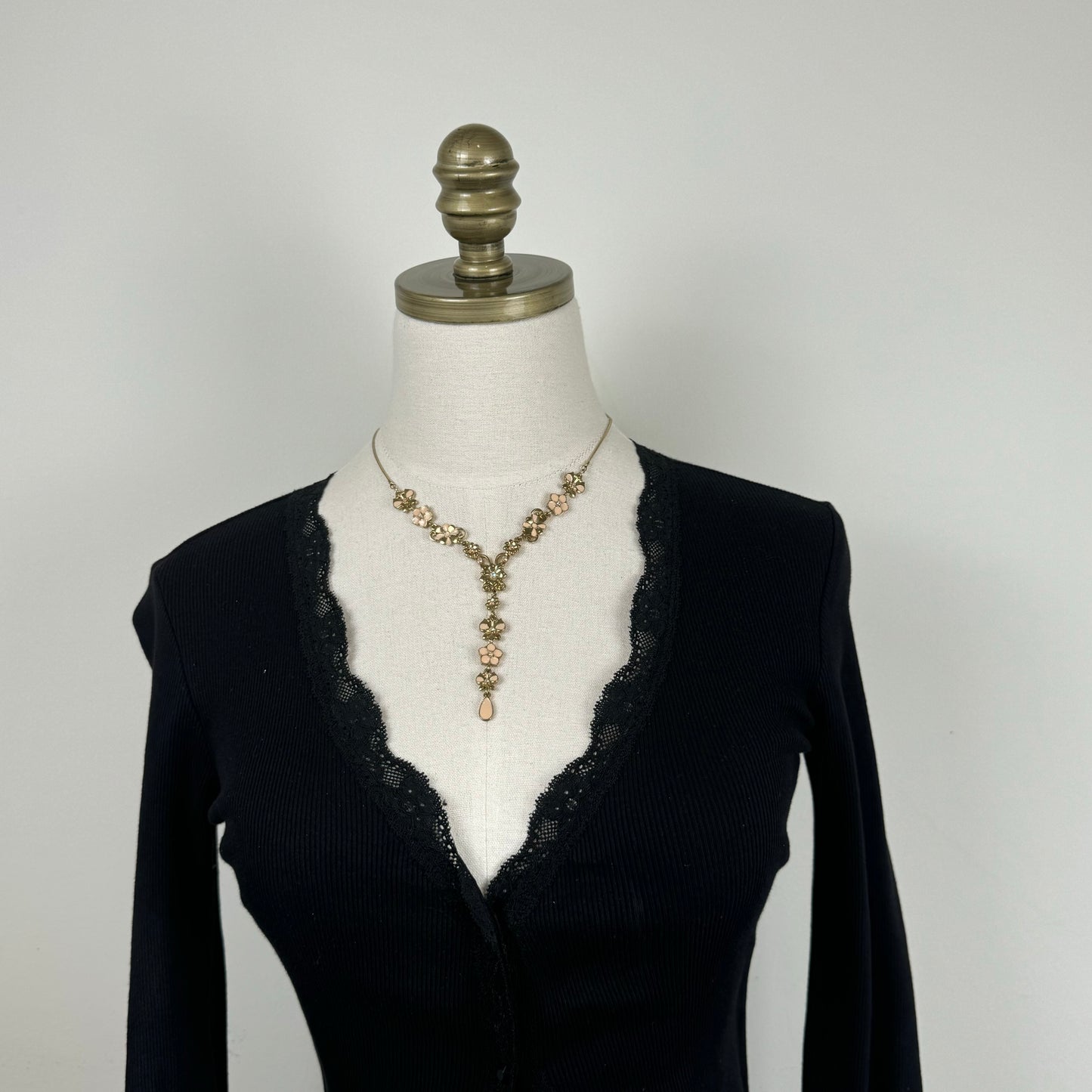 Golden Floral Beaded Statement Necklace