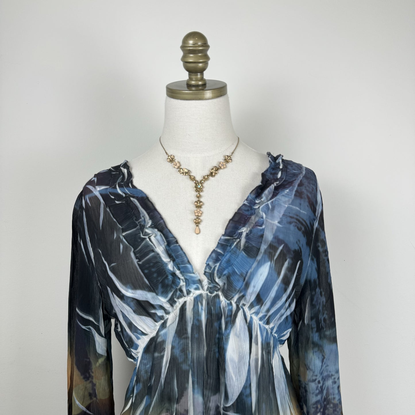 Vintage Mushka by Sienna Abstract Print Chiffon Babydoll Long Sleeve Top – view 6