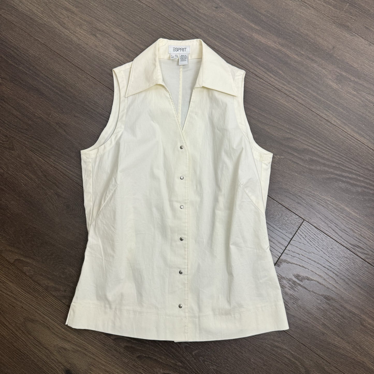 Vintage Esprit Cream Cotton Clip-Up Collar Vest – view 9