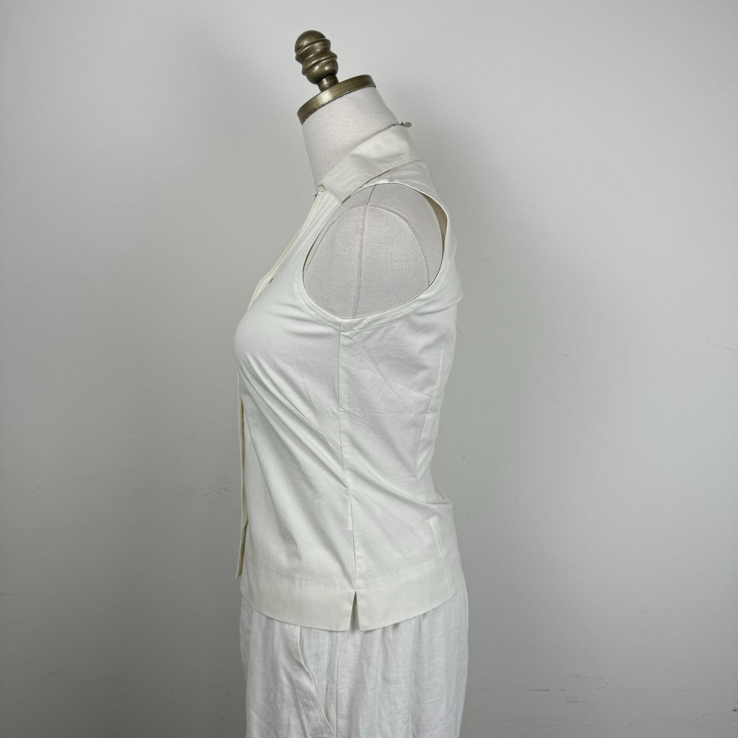 Vintage Esprit Cream Cotton Clip-Up Collar Vest – view 4