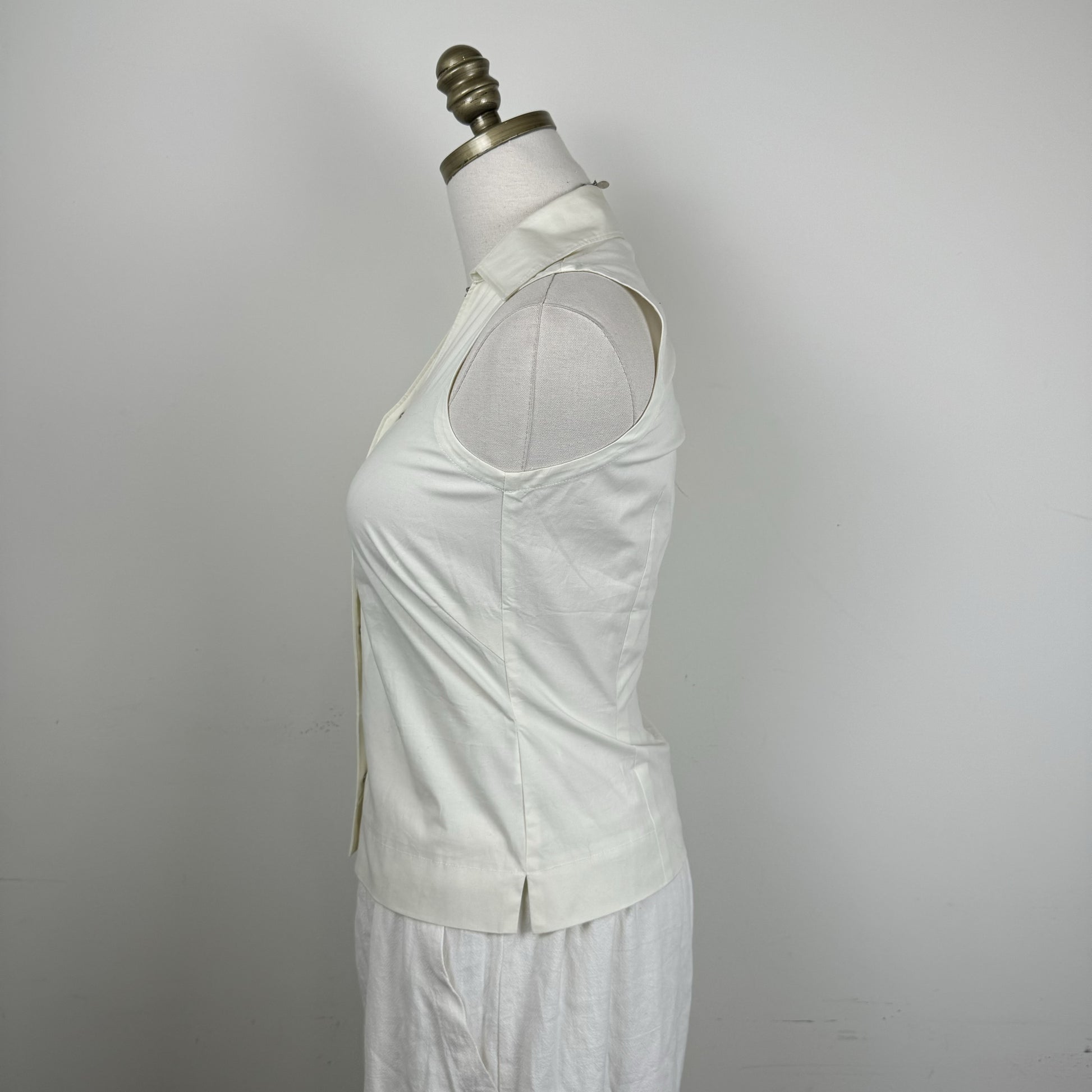 Vintage Esprit Cream Cotton Clip-Up Collar Vest – view 4