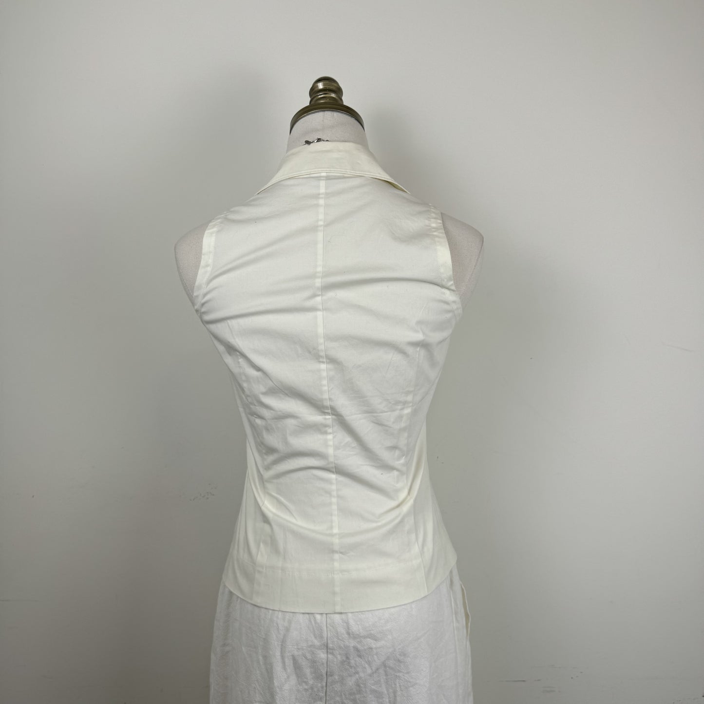 Vintage Esprit Cream Cotton Clip-Up Collar Vest – view 5