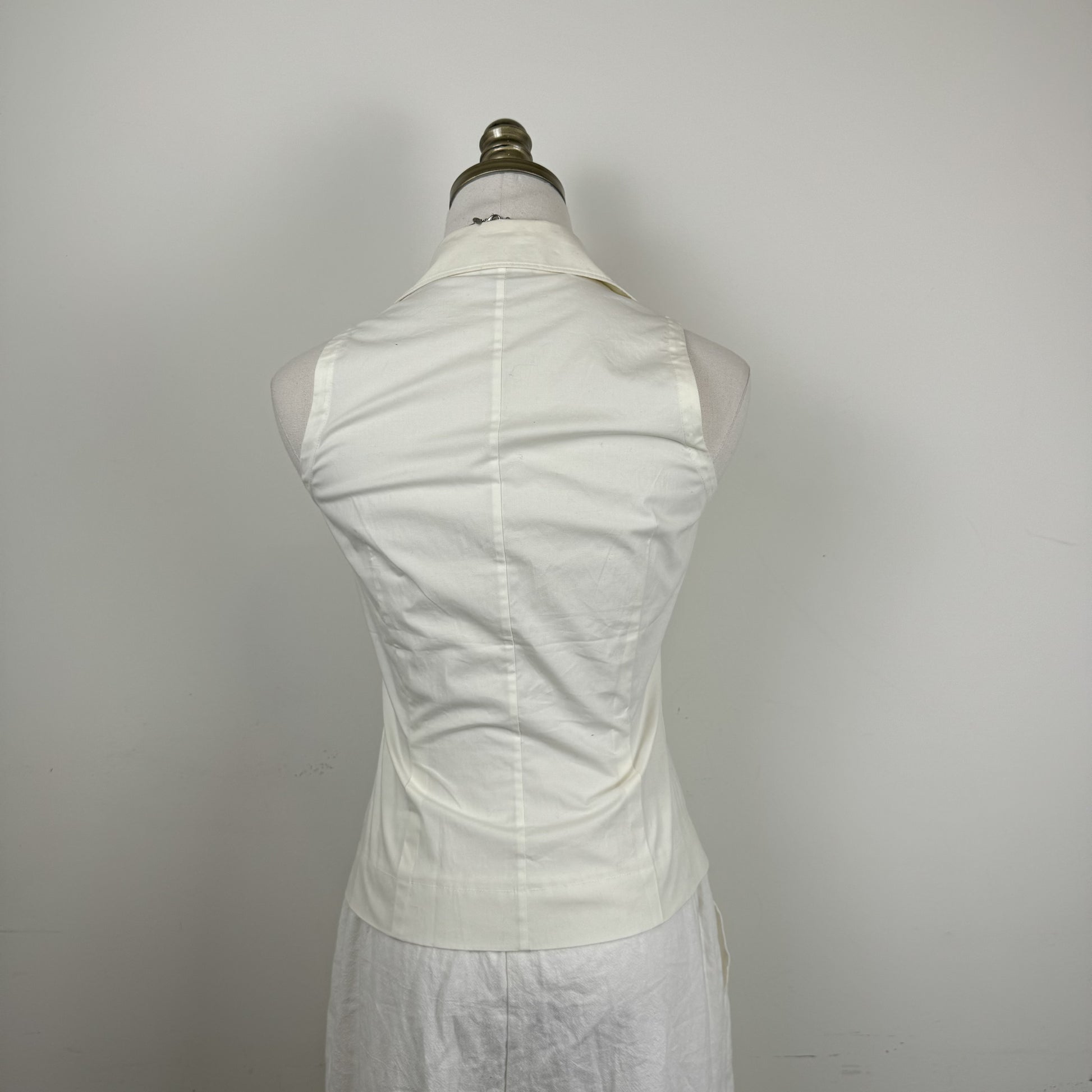 Vintage Esprit Cream Cotton Clip-Up Collar Vest – view 5