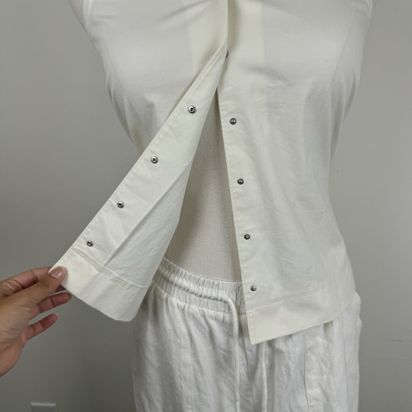 Vintage Esprit Cream Cotton Clip-Up Collar Vest – view 8