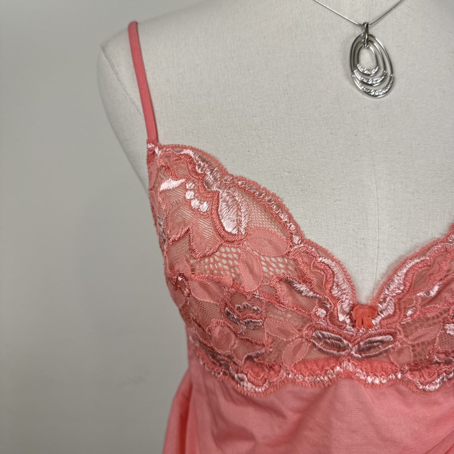 Belfort Coral Pink Lace Mesh Semi Sheer Cami Top Made in Italy – view 8