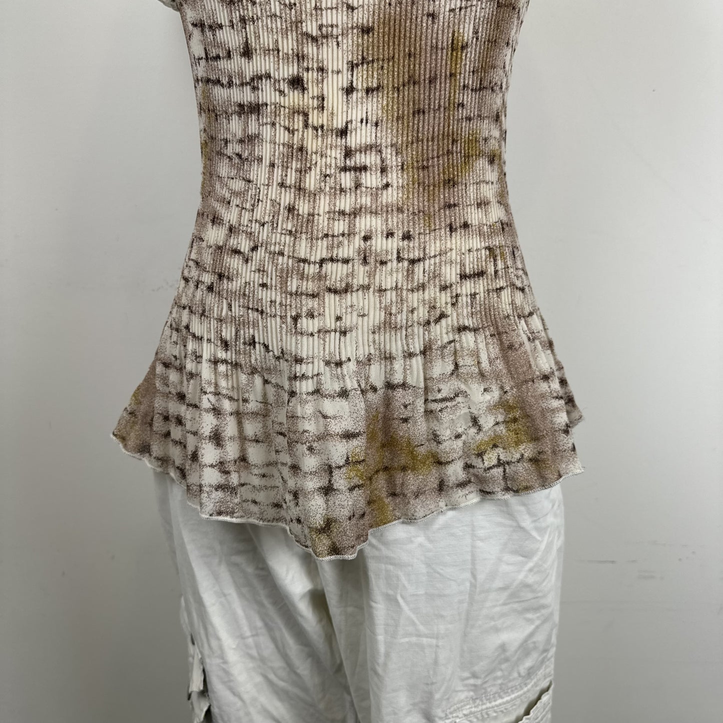 Ethereal Print Semi Sheer Mesh Chiffon Off Shoulder Top – view 3