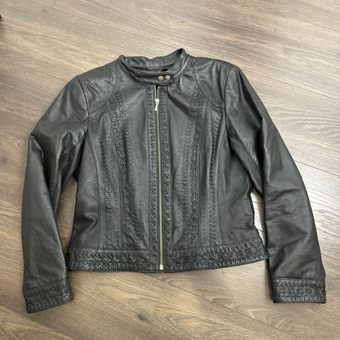 Danier Black Genuine Leather Lace Up Moto Jacket – view 9
