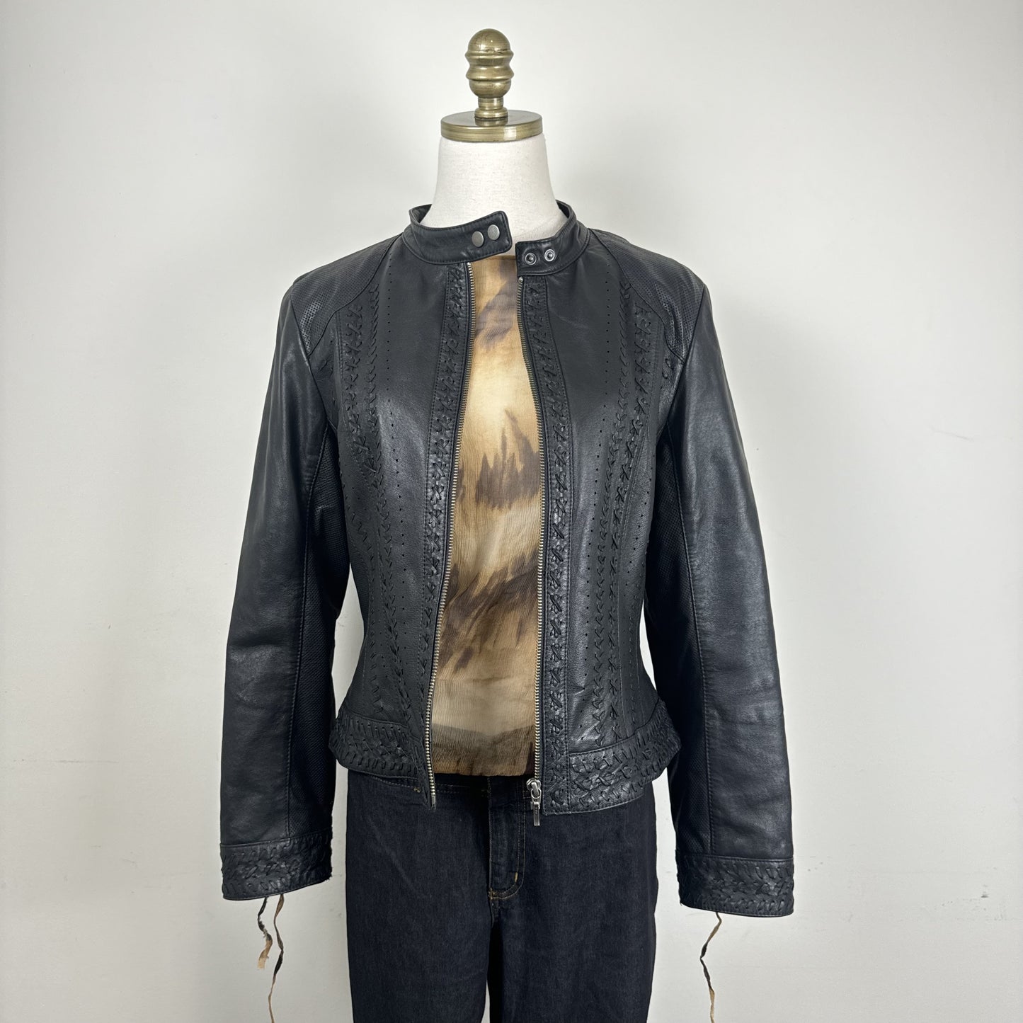 Danier Black Genuine Leather Lace Up Moto Jacket