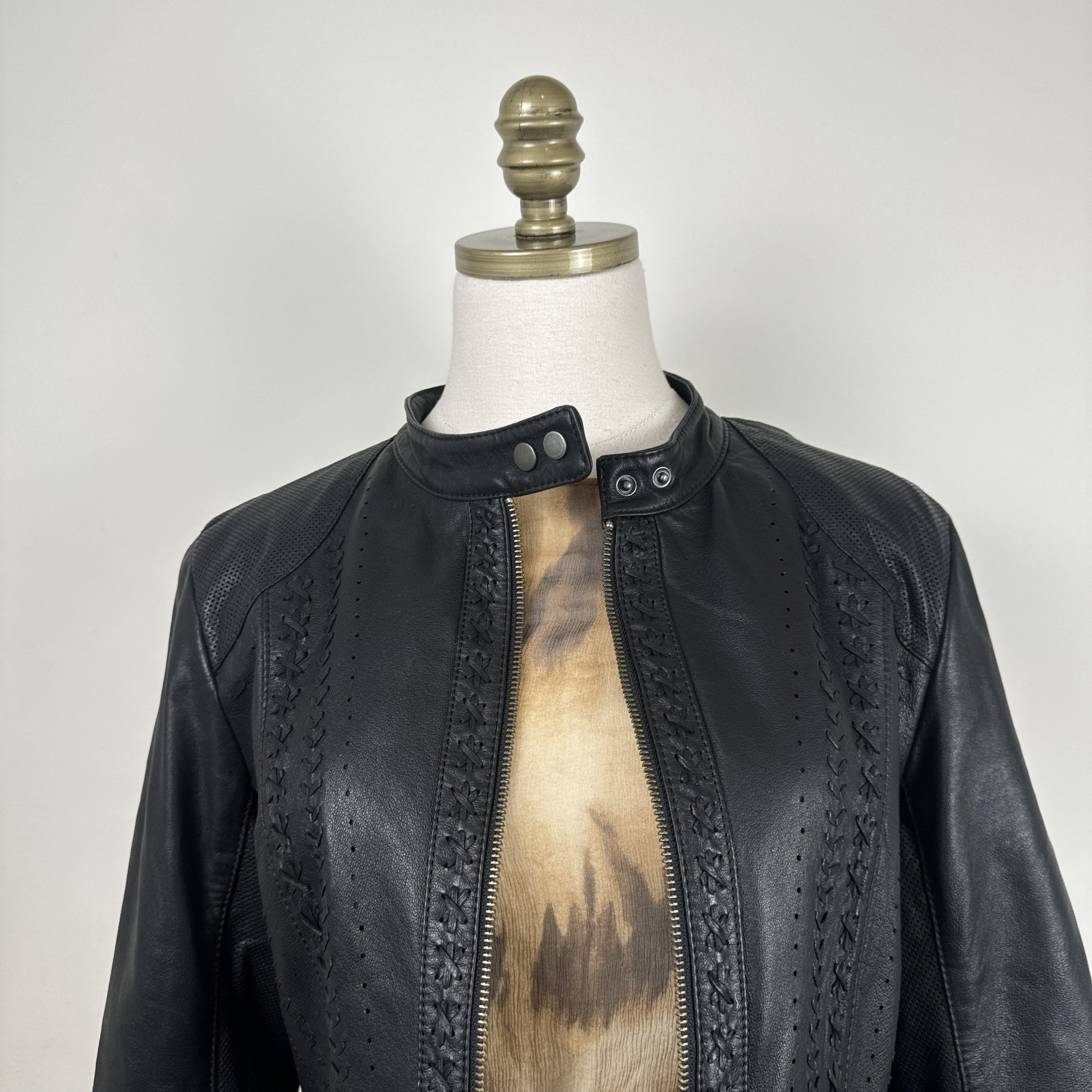Danier Black Genuine Leather Lace Up Moto Jacket – view 6