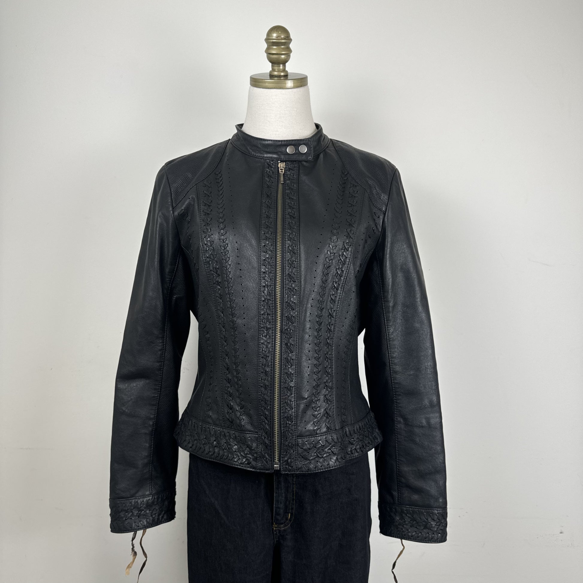 Danier Black Genuine Leather Lace Up Moto Jacket – view 2