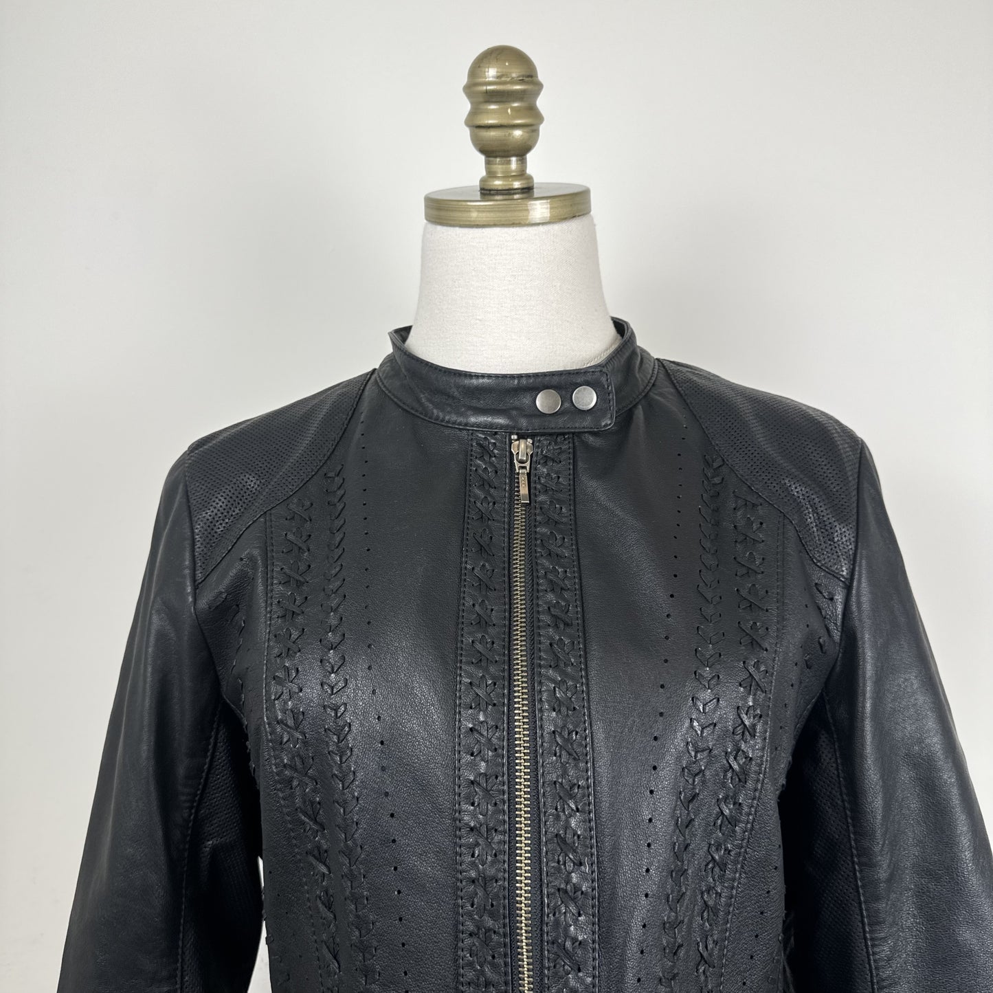 Danier Black Genuine Leather Lace Up Moto Jacket – view 7