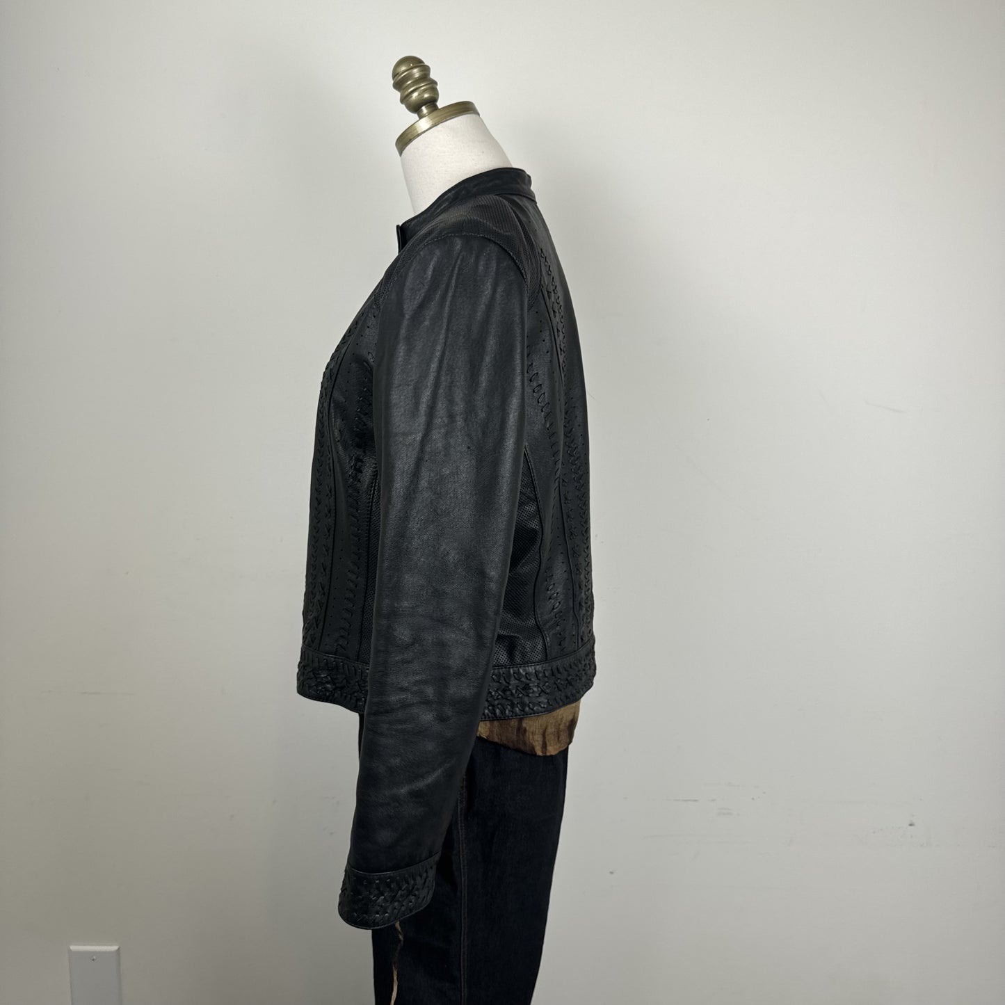 Danier Black Genuine Leather Lace Up Moto Jacket – view 3