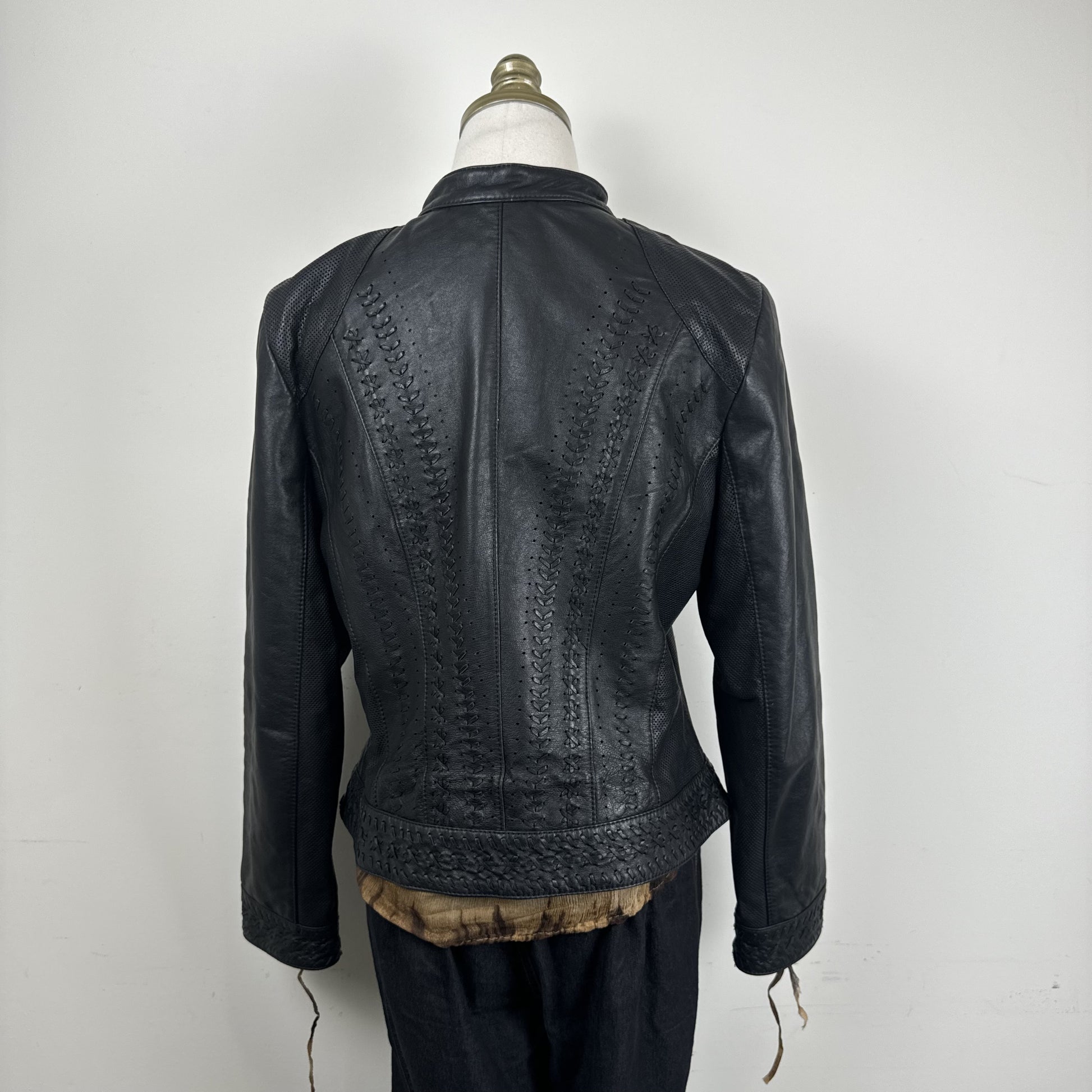Danier Black Genuine Leather Lace Up Moto Jacket – view 4