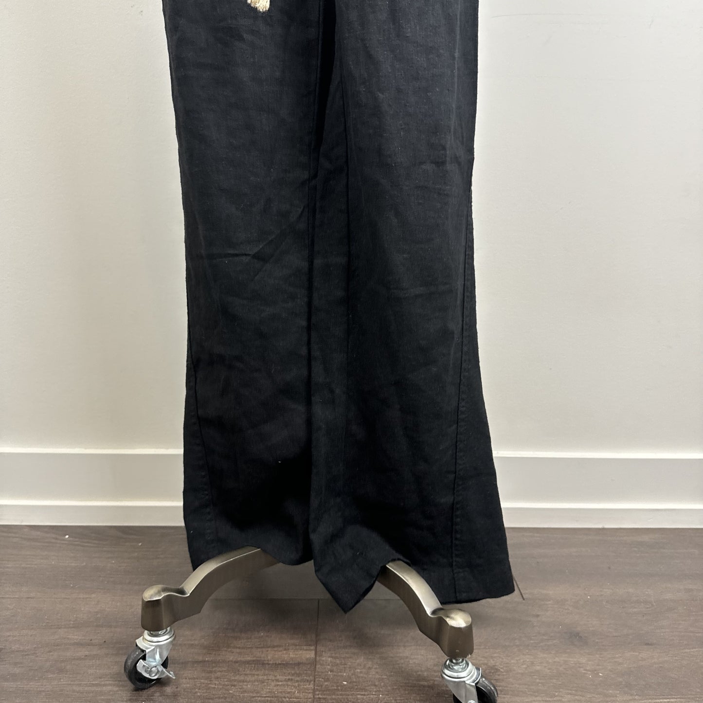 Roxy Black Linen Blend Flared Pants Elasticized Waist – view 2
