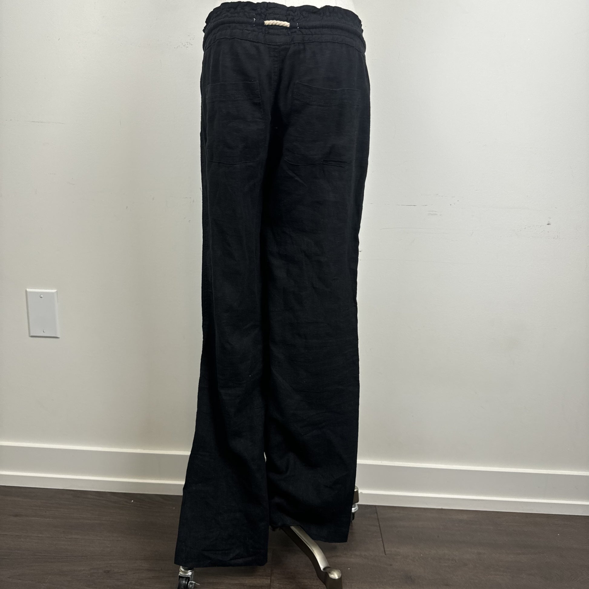 Roxy Black Linen Blend Flared Pants Elasticized Waist – view 4