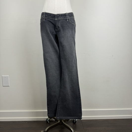 Y2K Buffalo Grey Low Rise Flared Jeans Clip Button Closure