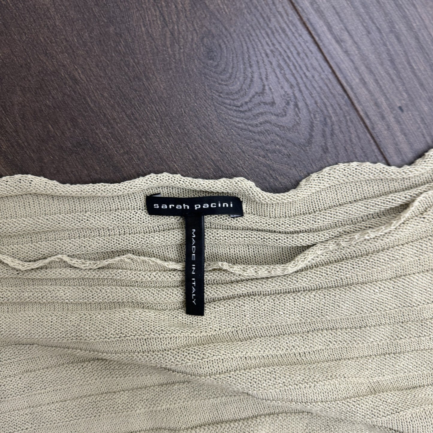 Sarah Pacini Beige Off Shoulder Linen Knit Sweater – view 6