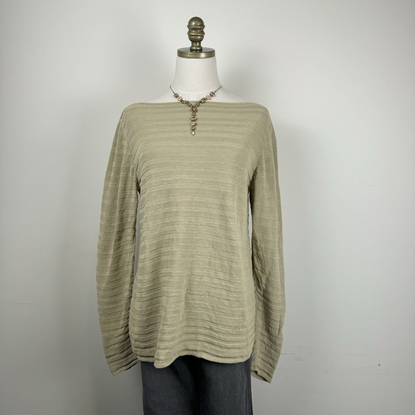 Sarah Pacini Beige Off Shoulder Linen Knit Sweater – view 2