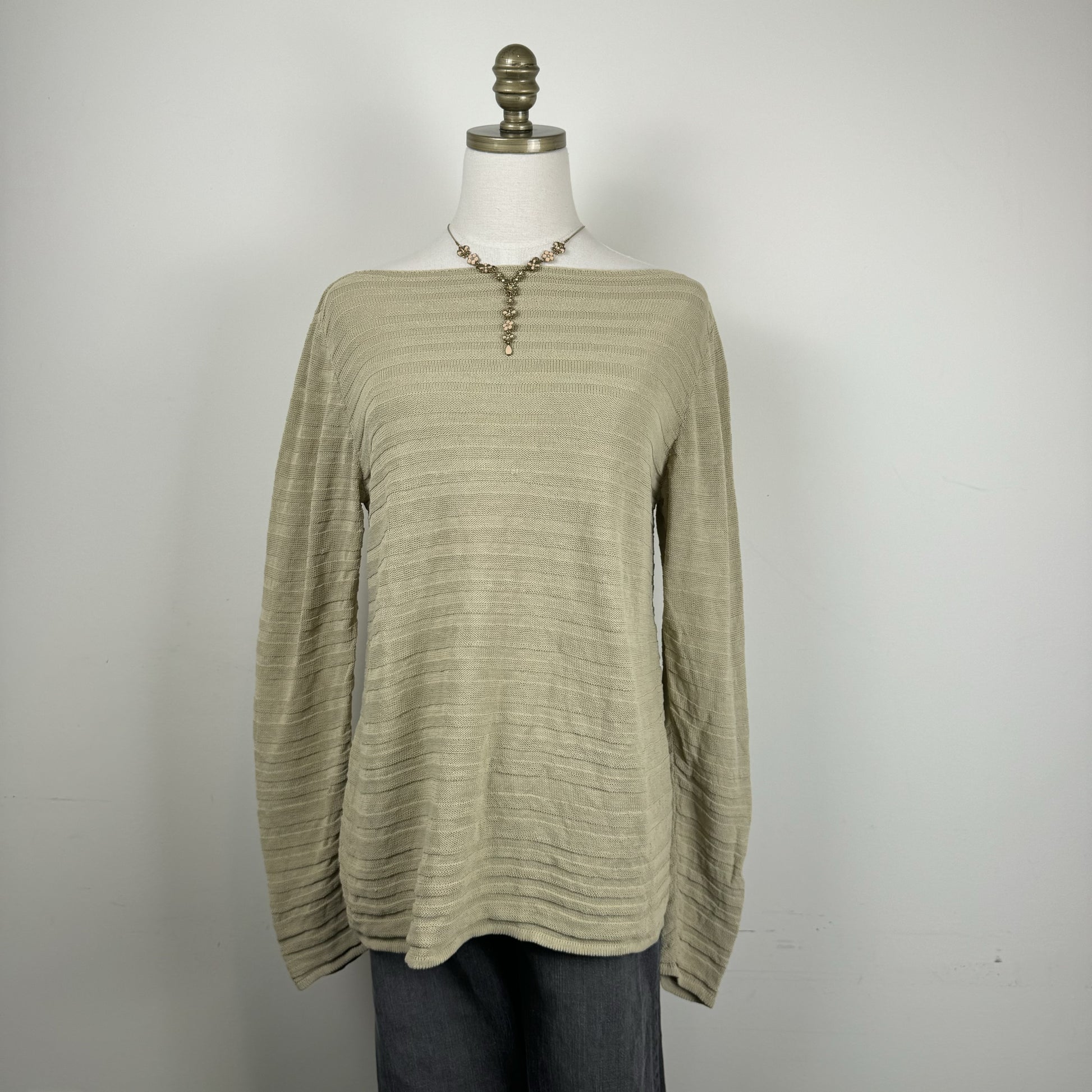 Sarah Pacini Beige Off Shoulder Linen Knit Sweater – view 2