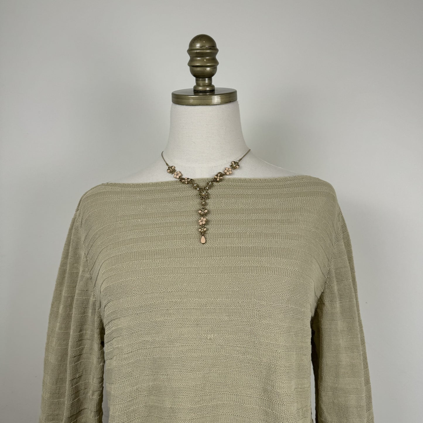 Sarah Pacini Beige Off Shoulder Linen Knit Sweater – view 7