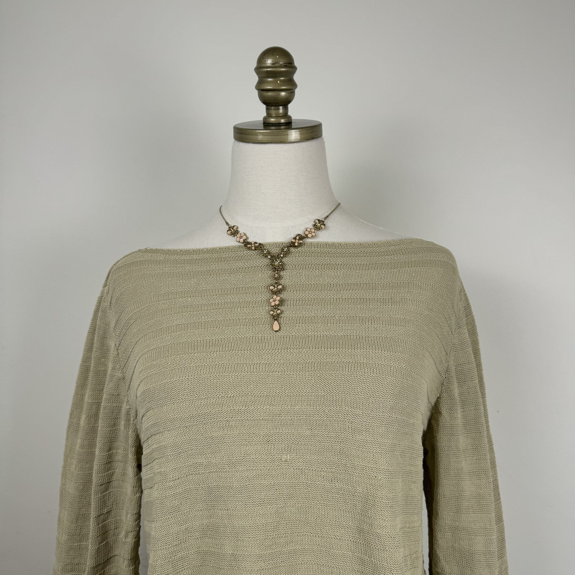 Sarah Pacini Beige Off Shoulder Linen Knit Sweater – view 7