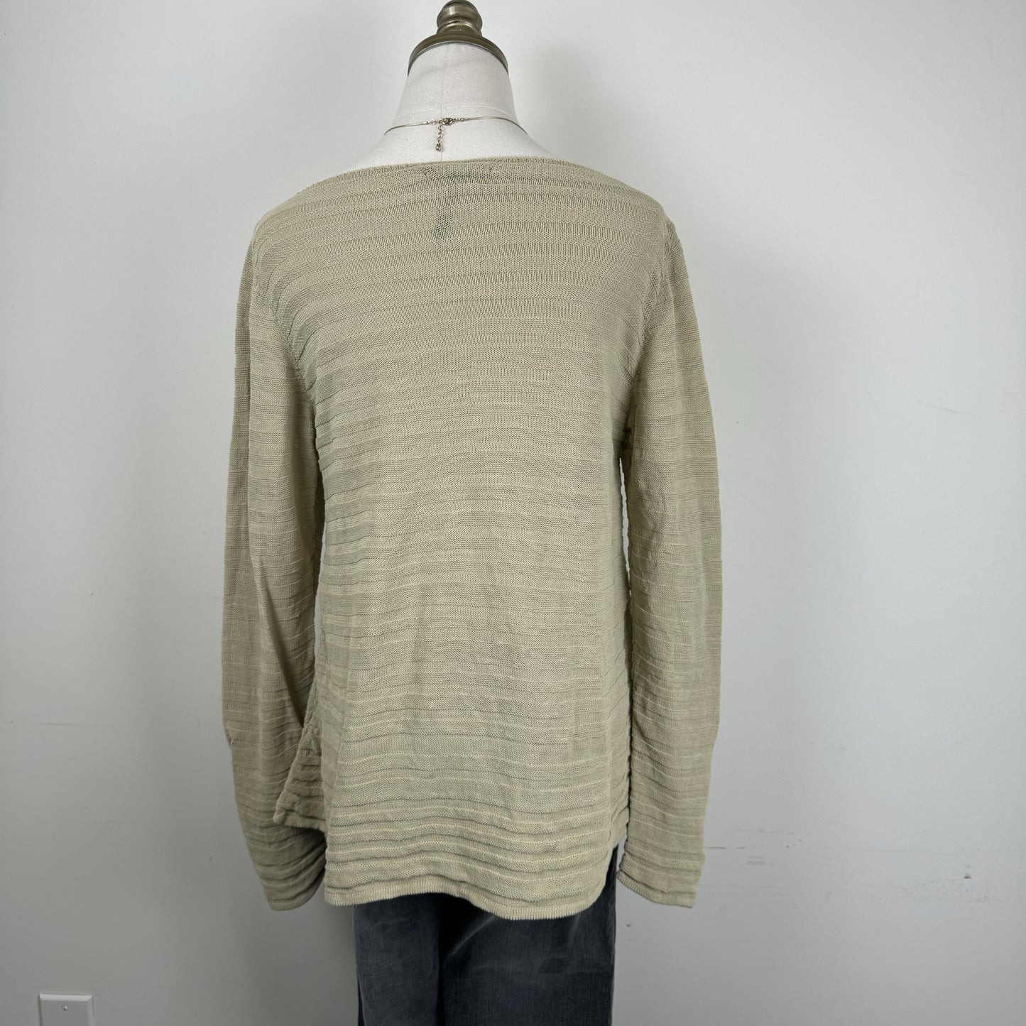 Sarah Pacini Beige Off Shoulder Linen Knit Sweater – view 4