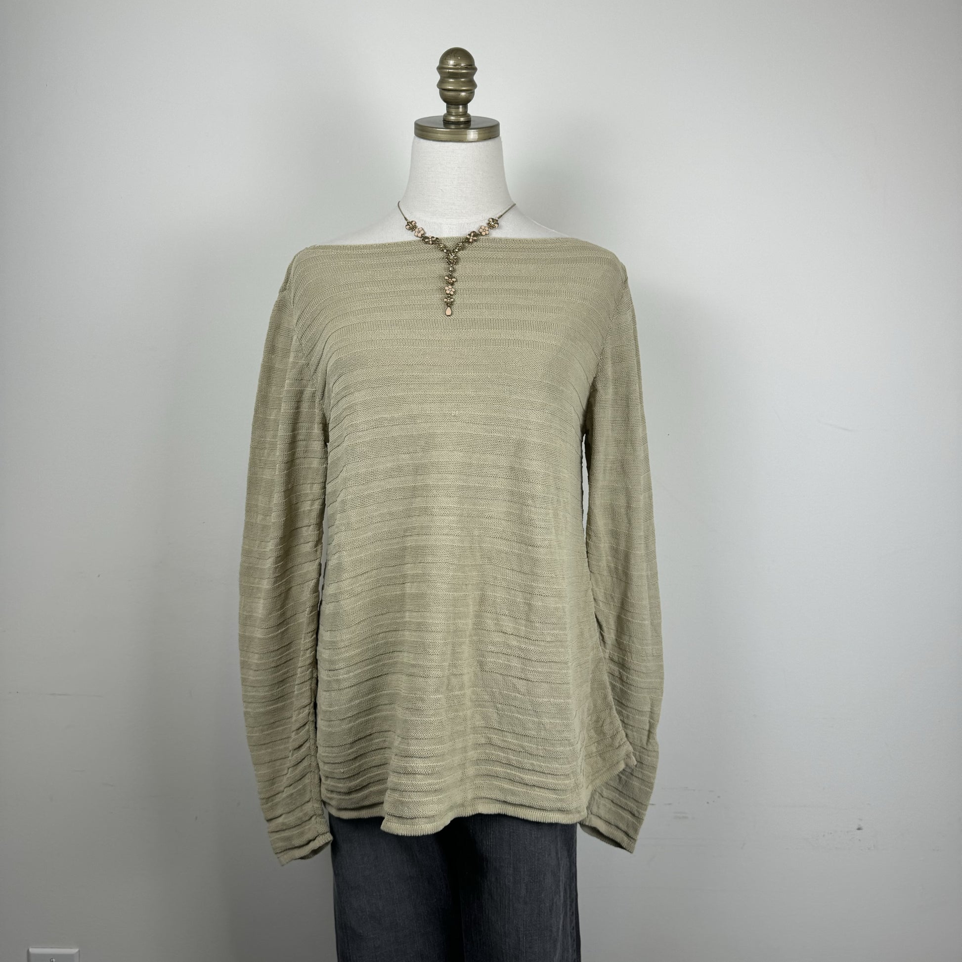 Sarah Pacini Beige Off Shoulder Linen Knit Sweater – view 5