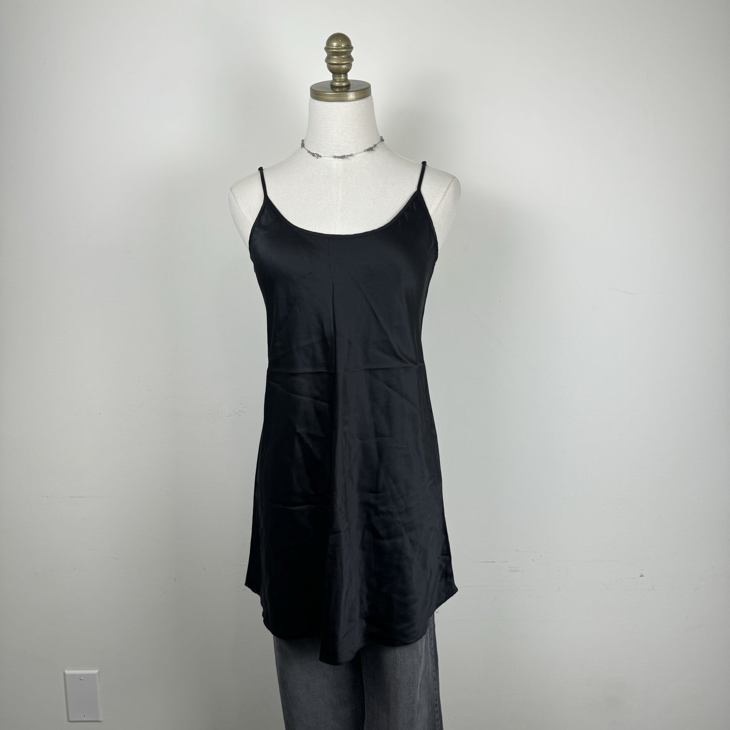 South Silk Black Mulberry Silk Mini Slip Dress