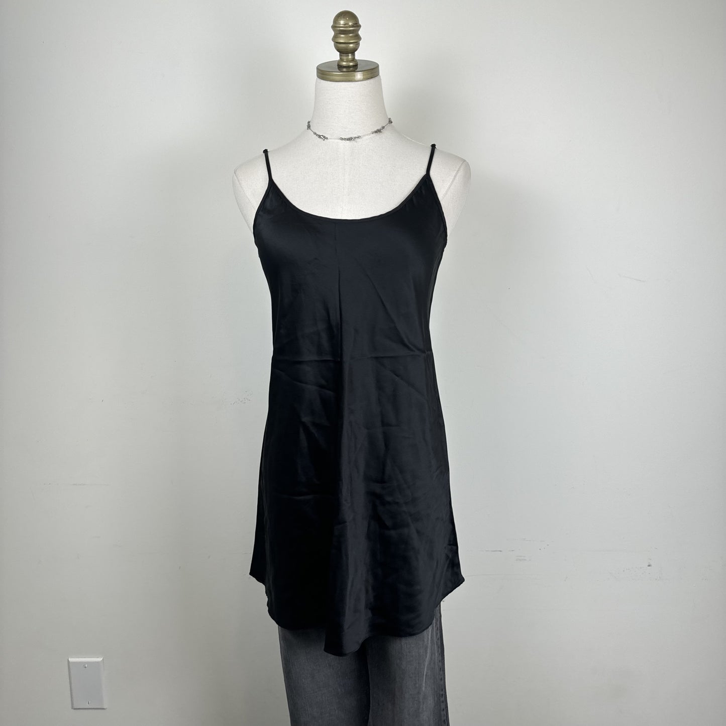 South Silk Black Mulberry Silk Mini Slip Dress – view 2
