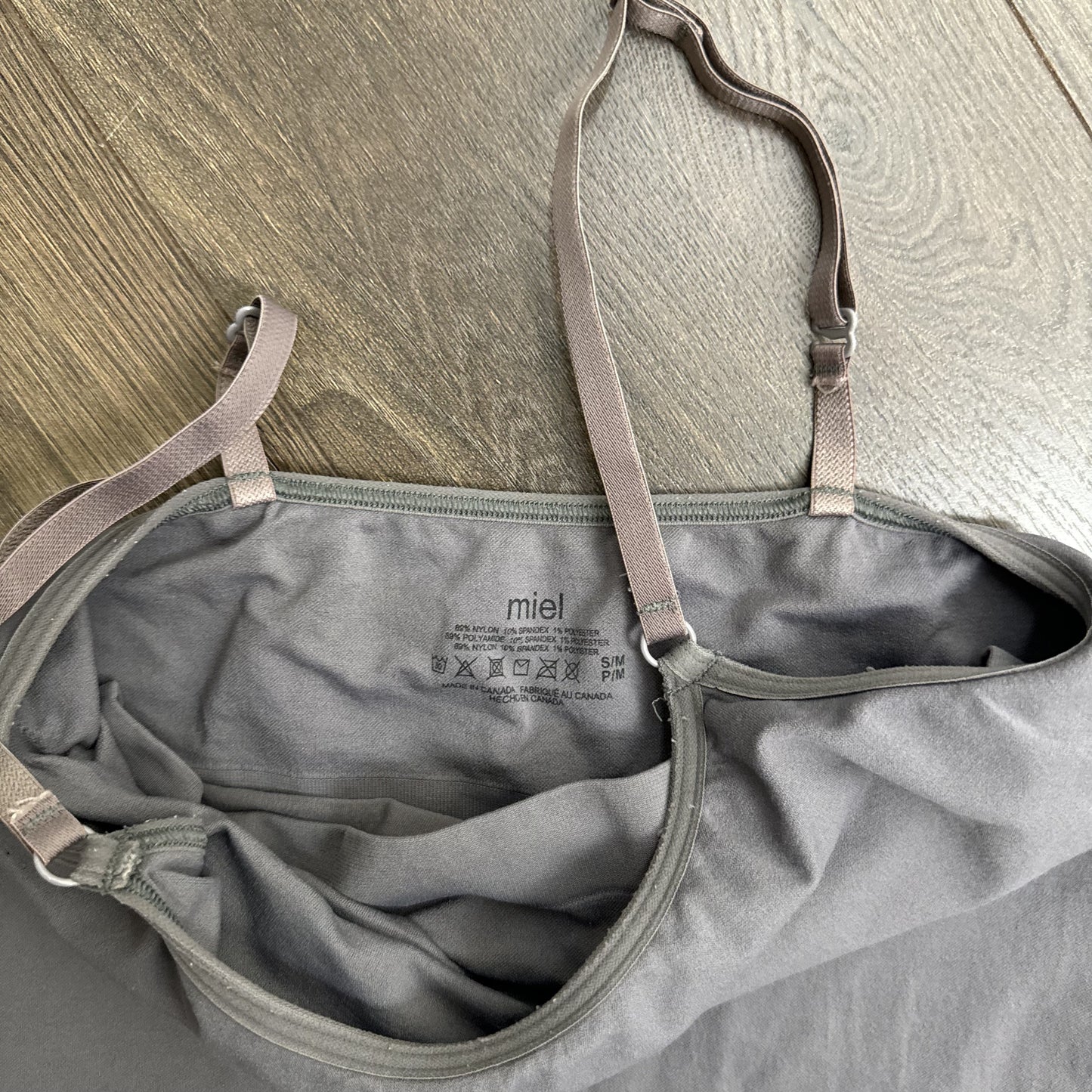 Miel Grey Purple Undertone Fitted Tank Top with Attached Bralette – view 6