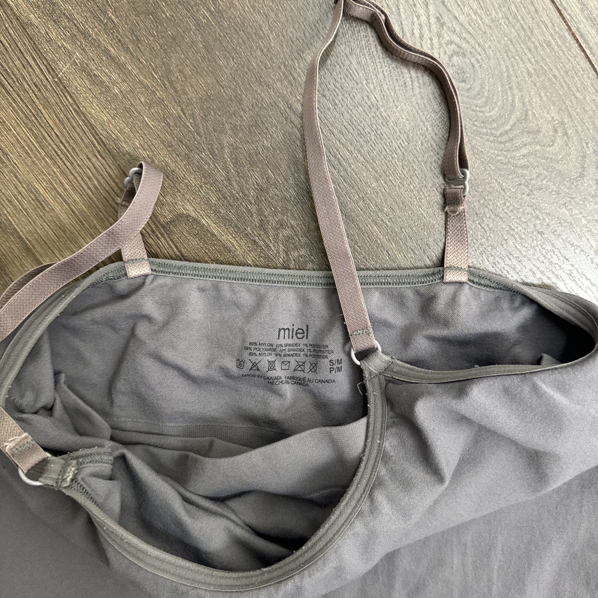 Miel Grey Purple Undertone Fitted Tank Top with Attached Bralette – view 6