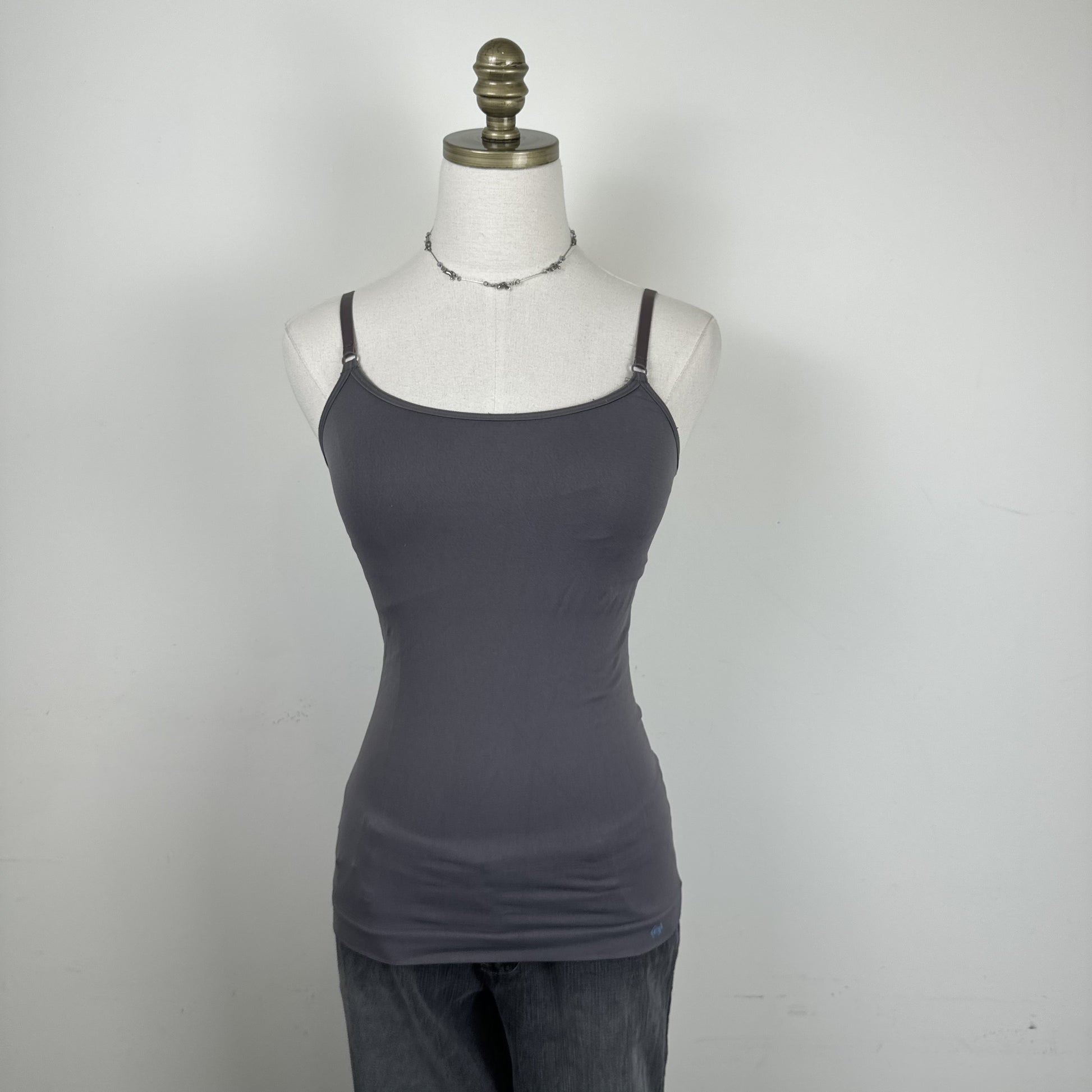 Miel Grey Purple Undertone Fitted Tank Top with Attached Bralette