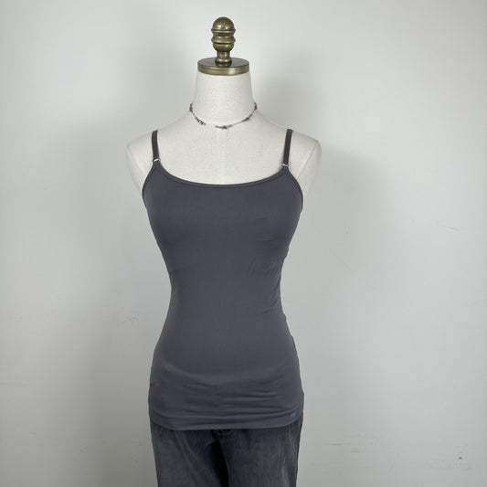 Miel Grey Purple Undertone Fitted Tank Top with Attached Bralette