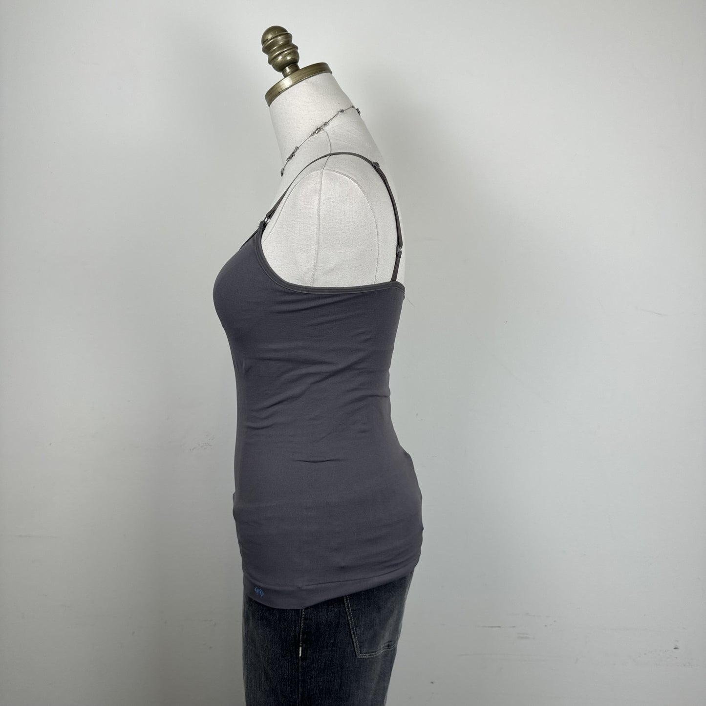 Miel Grey Purple Undertone Fitted Tank Top with Attached Bralette – view 3